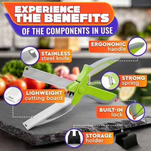 2 in 1 Kitchen Scissors for Food with Cutting Board, Safety Lock - Image 3