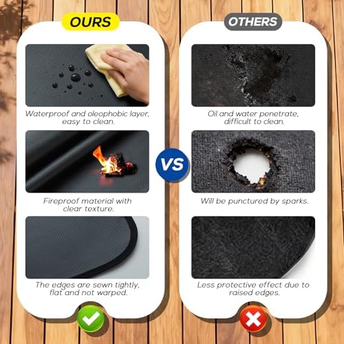 FLASLD Under BBQ Mat, 48x65 inches Extra-Large Under Grill Mats for Outdoor Grill, Double-Sided Fireproof Protective Mat, Oilproof Waterproof BBQ Fire Pit Fireplace Mat - Image 4
