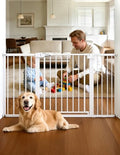 Babelio 29-55" Extra Wide Baby Gate with Door, PressGuard P7, White by BABELIO