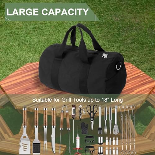 Grill Tool Storage, BBQ Tools Organizer - 18'' Lightweight Waterproof Storage Bag, Folding Design, with Inner Pockets & Shoulder Strap, for Camping, Tailgates, Outdoor BBQ Parties - Image 6