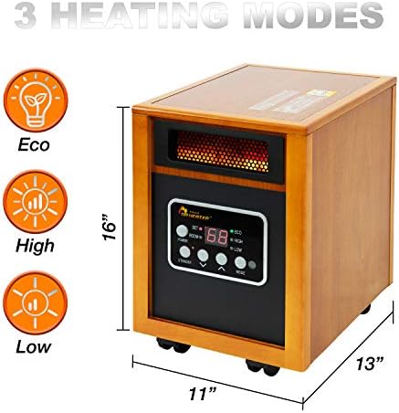 Dr Infrared Heater DR-968 Portable Space Heater, 1500-Watt, Cherry - Image 2