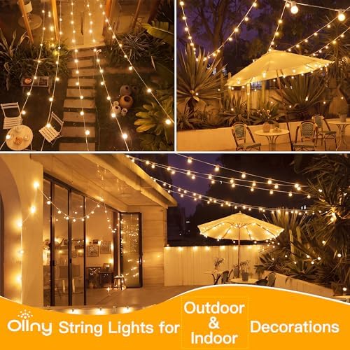 Ollny Outdoor String Lights, 50FT LED Patio Lights Waterproof White Wire - Image 6