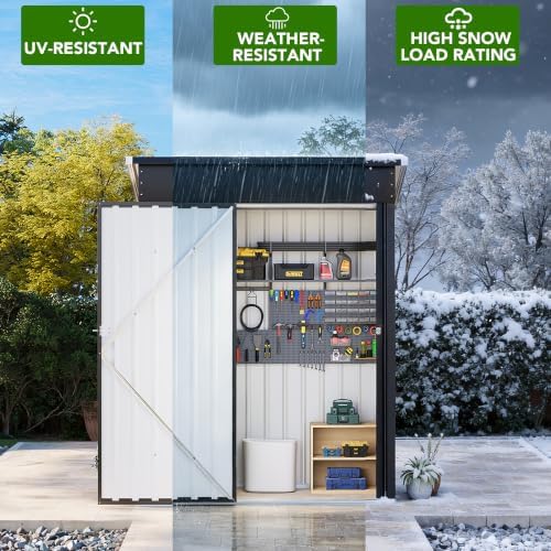 MXV 5x3 FT Outdoor Metal Storage Shed, Lockable Galvanized Steel Tool House with Sloped Roof, Waterproof Shed for Backyard, Garden, Patio, Black - Image 4