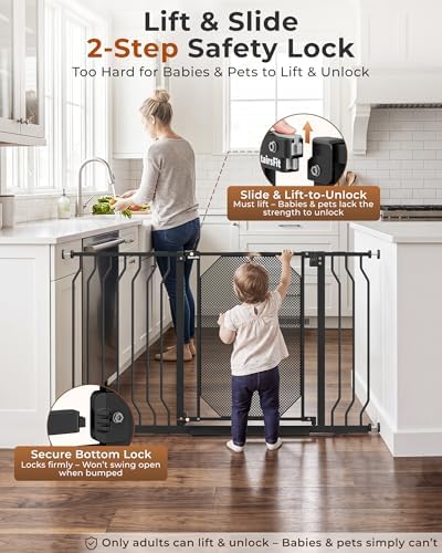 30-62.5" Extra Wide Auto Close Baby Gate for Stairs, Pet Gate Indoor, Black - Image 4