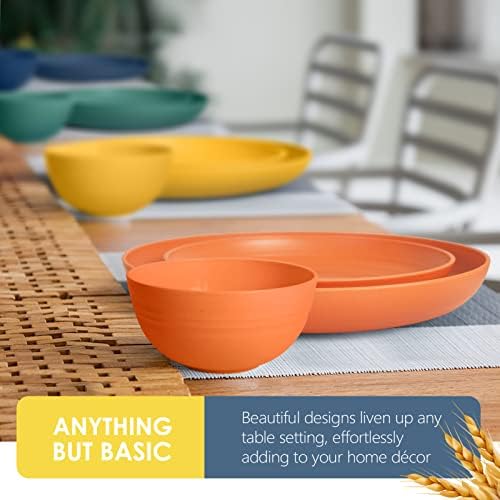 Teivio 32-Piece Plates and Bowls Sets for 8, Wheat Straw Dinnerware Sets - Image 6