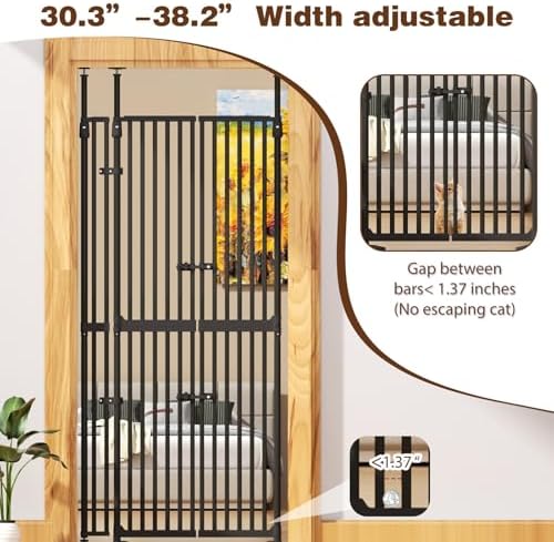 Extra Tall Cat Gate 74.8"-90.5" Height Adjustable Pressure Mounted - Image 3