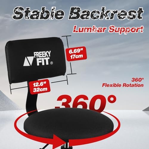Shop Stool with Backrest, Mechanic Garage Stool for Workshop, Adjustable Shop Stools Chair, Padded Workbench Stools for Men Women, 300 LBS Capacity, 360° Swivel PVC Seat, Heavy Duty, Black - Image 5