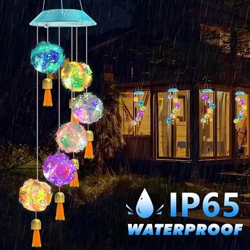 Toodour Solar Wind Chime, Color Changing Hydrangea Ball Wind Chimes - Image 4
