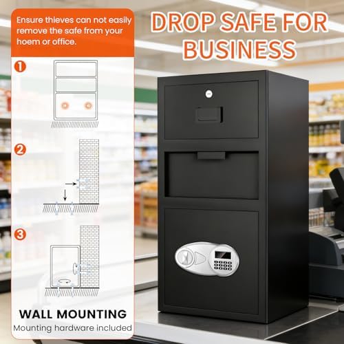 5.8 Cuft Large Drop Safe for Business with drawer, Anti-Theft Safe for Cash - Image 6