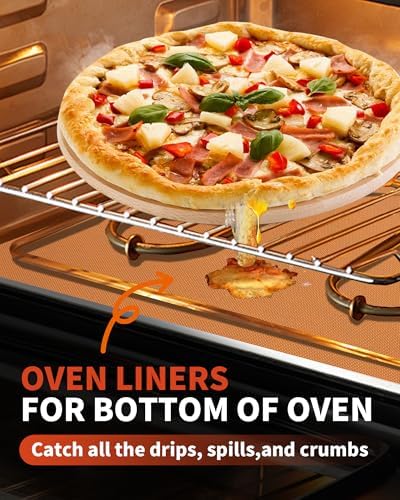 3 Pack Oven Liners for Bottom of Oven, 17x25" Large Heavy Duty Non-Stick Reusable Oven Mat for Electric, Gas, Toaster & Convection Ovens - BPA & PFOA Free, Dishwasher Safe, Kitchen Essentials, Copper - Image 2