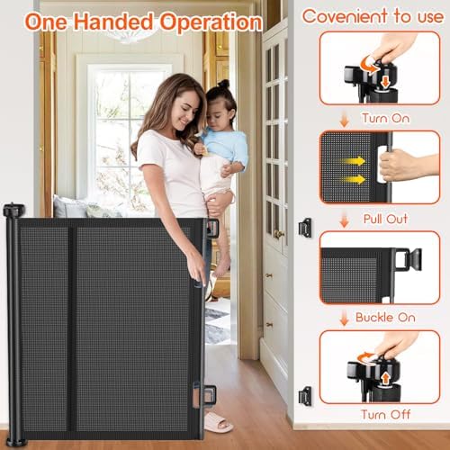 EZIGO 100 Inch Retractable Baby Gates Extra Wide Reinforced Baby Dog Gate - Image 5