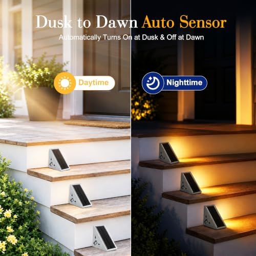 AUDLES Solar Step Lights Outdoor Waterproof IP67-13 LED Solar Stair Lights with 3000K/6000K Dual Color Temp, Auto On/Off Outdoor Lights for Deck, Patio, Pathway, Porch -16 Pack - Image 6