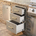 GarveeTech Outdoor Kitchen Triple Drawers, Stainless Steel, Heavy Duty with Handles, Weather-Resistant Flush Mount, BBQ Island Drawer for Patio Grill Station, 18" W x 23" H x 23" D by GarveeTech