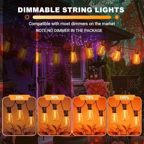 Orange Outdoor halloween String Lights ,26FT ST38 LED Patio Lights with 12+1 Shatterproof Edison Bulbs,UL Waterproof Connectable Outside Hanging Lights for Backyard Porch Bistro Christmas Party Decor - Image 6