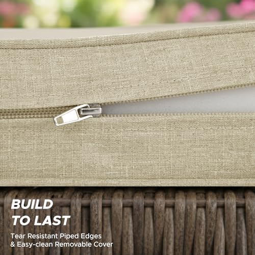 Outdoor Chair Cushions, Chair Pads, Set of 2, 17 x 16 Inch, Beige - Image 6