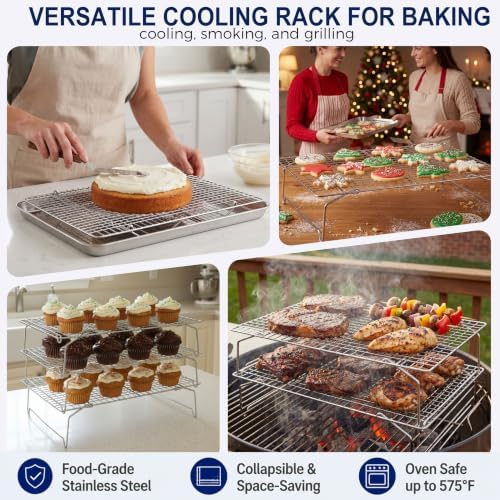 E-far 5-Tier Collapsible Cooling Racks for Cooking and Baking, 15”x10” - Image 3