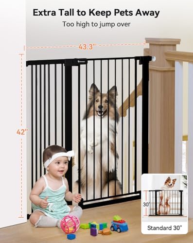 COMOMY 42" Extra Tall Baby Gate for Stairs, Fits 29.5" to 43.3" Openings - Image 2
