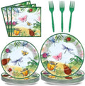 Naozinebi 96PCS Bug Party Plates Summer Bug Ladybugs Party Decoration Summer Spring Insect Tableware Set Birthday Dinnerware for Bee Butterfly Theme Supplies Decor Serve 24 by Naozinebi