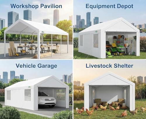 COBIZI 10x20 FT Heavy Duty Carport with Galvanized Frame - Image 5