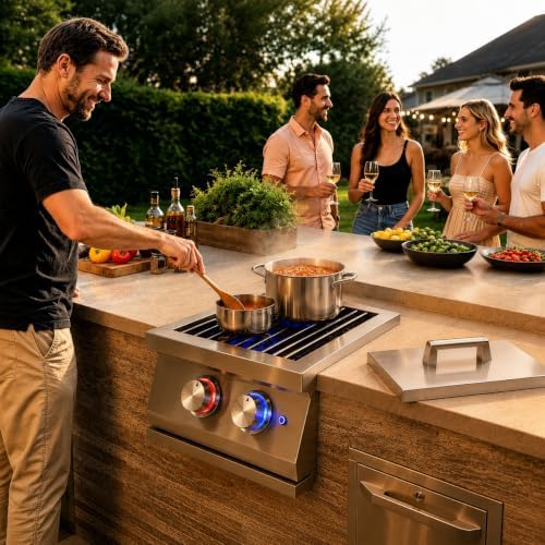 Double Side Burner for Outdoor Kitchen, 2x17,000BTU Natural Gas Side Burner - Image 3