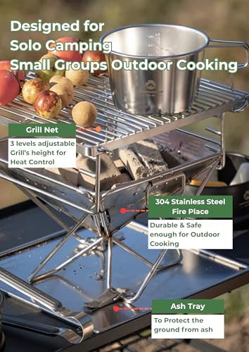 CAMPINGMOON Portable Charcoal Grill Fire Pit Stainless Steel X-MINI-PRO - Image 3