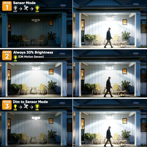 MDCMDCM Split Solar Lights Outdoor Waterproof with Dual Motion Sensors - 15.7ft Cable 3000LM Solar Security Light for Garden Patio Pathway Fence, IP65 Waterproof Solar Flood Lights for Outside - Image 4