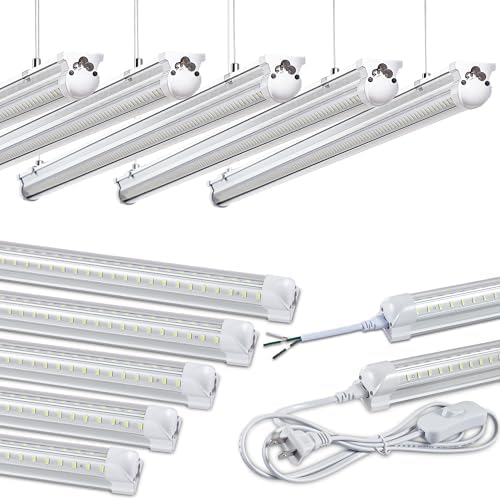 Skymoatled 12Pack 4FT LED Shop Light Garage Lights,50W 6000K 7500LM White Light,Hanging/Surface Mount,Plug and Play,Linkable T8 LED Shop Lights,Commercial Bay Lighting for Warehouse Workshop Basement by Skymoatled