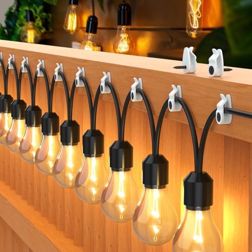 Hooks for Outdoor String Lights Clips, Christmas Light Clips Weatherproof, Lights Hanger Hooks for Hanging Christmas Light, Fairy Light, Cable, Holiday Decor - White, 50 Pack - Image 2
