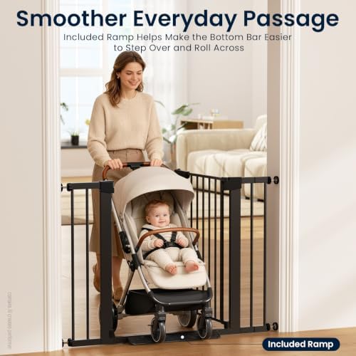 Cumbor 30-43" Baby Gate for Doorways, Auto-Close Walk-Thru Dog Gate, Black - Image 6