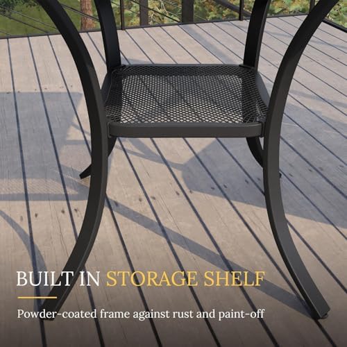 VICLLAX Patio Dining Set for 2, Outdoor Furniture Set Includes Small Table and 2 Stackable Sling Chairs, Bistro Set for Outside, Black Table and Blue Chairs - Image 4
