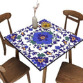 Elastic Tablecloth, Mexican Talavera Pattern Printed on Stain Resistant Foldable Dining Table Cover, Ideal for Weddings Birthdays Events, Fit for 30" x 30" Square Tables by JRBSZMI2