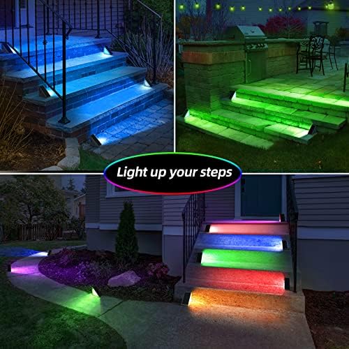 NIORSUN Solar Step Lights,12 Pack RGB Solid Color Changing Solar Stair Lights Outdoor Waterproof IP67 Auto On Off,Solar Lights for Steps,Stair,Patio,Yard,Porch,Front Door,Deck Decor - Image 3