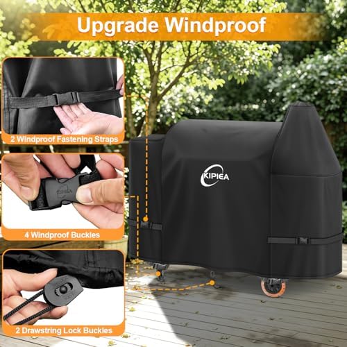 Kipiea 600D Pellet Grill Cover for Pit Boss Sportsman 1100 & 1600, and Mahogany 1000 Series, Waterproof BBQ Smoker Cover, UV Resistant, No Tear, No Fading - Image 4