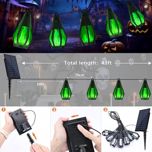 Solar String Lights for Outside, 33Ft Solar Patio Light with 15 Flickering - Image 5