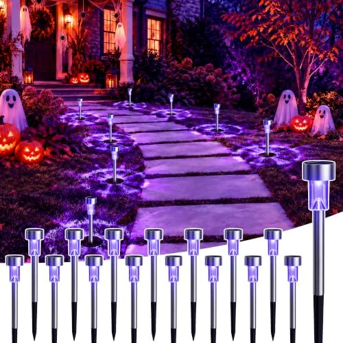 GIGALUMI 16 Pack Purple Solar Halloween Lights,Outdoor Halloween Decoration by GIGALUMI