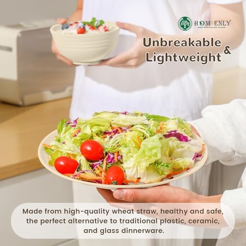 Homienly 40 PCS Dinnerware Set Service for 8, Kitchen Wheat Straw Dinnerware Set Unbreakable - Plates Set, Bowls Set,Cups Set, Microwave and Dishwasher Safe Dish Set for Dinner, Outdoor(Beige) - Image 4
