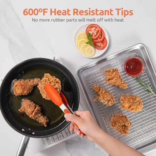 U-Taste Kitchen Tong for Cooking, 600ºF Heat-Resistant Silicone, 7in/Orange - Image 3