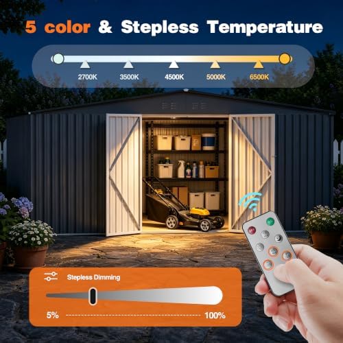 14 x 12 FT Outdoor Storage Shed, Heavy-Duty Galvanized Steel Tool Shed with Reinforced Frame, 2 Magnetic Light, Lockable Double Door & Side Vents for Backyard Large Equipment, Dark Gray - Image 5