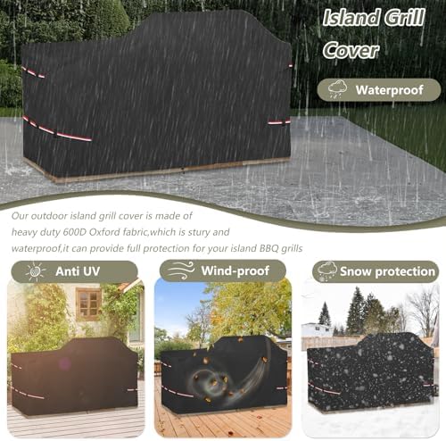Bitubi 78 Inch Island Grill Cover - Resistant Cover for Island with Left/Right Grill Head,600D Heavy Duty Waterproof All Weather Protection Outdoor Cover,Black - Image 5