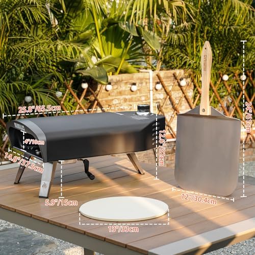Mimiuo Manual-Rotate Gas Pizza Oven Outdoor – 60 Sec Bake, w/Stone & Peel - Image 2
