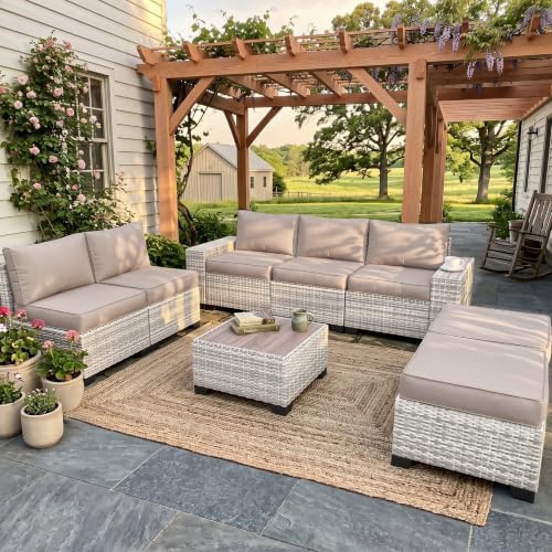 Outdoor Patio Furniture Set PE Wicker Rattan Outdoor Sectional Sofa - Image 6
