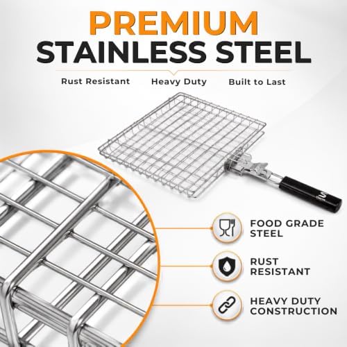 BBQ Grill Basket for Outdoor Grill, Deep Interior & Heat Resistant Handle - Image 2
