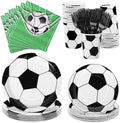 Kochorie 144 Pieces Soccer Party Supplies, Sports Tableware Sets Including Disposable Paper Plates Napkins Cups Forks Serves 24 for Soccer Games Birthday Football Party Decorations by Kochorie