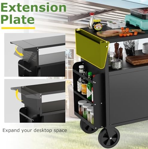 Eltean Grill Table,Outdoor Grill Cart with Storage - Image 4