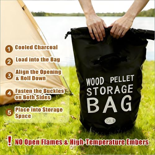22LB Waterproof Wood Pellet Storage Bag-Dual Handles, Label Pocket(1 Pack) - Image 6