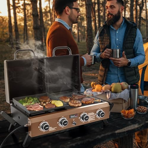 GD4002TPY Portable Tabletop Grill & Griddle Combo Bronze Gold - Image 3