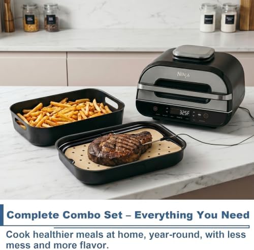 Replacement Cooking Pot & Combo Crisper Basket for Ninja Foodi FG551/DG551/DG651 Smart XL Indoor Grill, Non-Stick Grill Basket, Griddle Pan w/100 Pack Disposable Air Fryer Paper Liners - Image 7