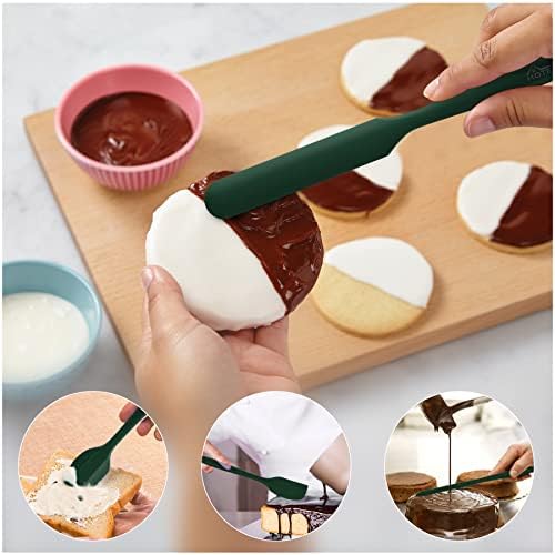 HOTEC BPA-Free Silicone Rubber Spatula Set, Dark Green, Set of 5 - Image 3