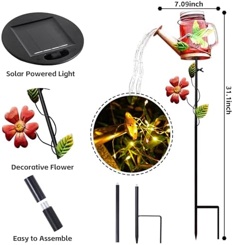 SRNPMIU Solar Watering Can Light, Hummingbird Outdoor Decor Lights - Image 3