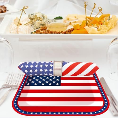 Whaline 40 Pcs 9 Inch Patriotic Paper Plates American Flag Square Disposable Plates 4th of July Party Tableware Dinnerware for 250th Anniversary Independence Day Birthday Party Supplies Table Decor - Image 5